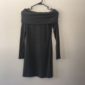 Off the shoulder ribbed sweater dress